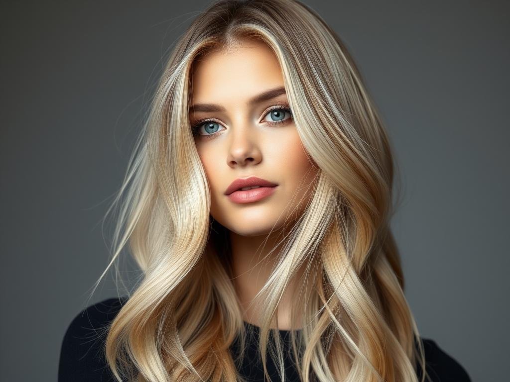 Woman with blonde babylights showing ultra-fine, natural-looking highlights