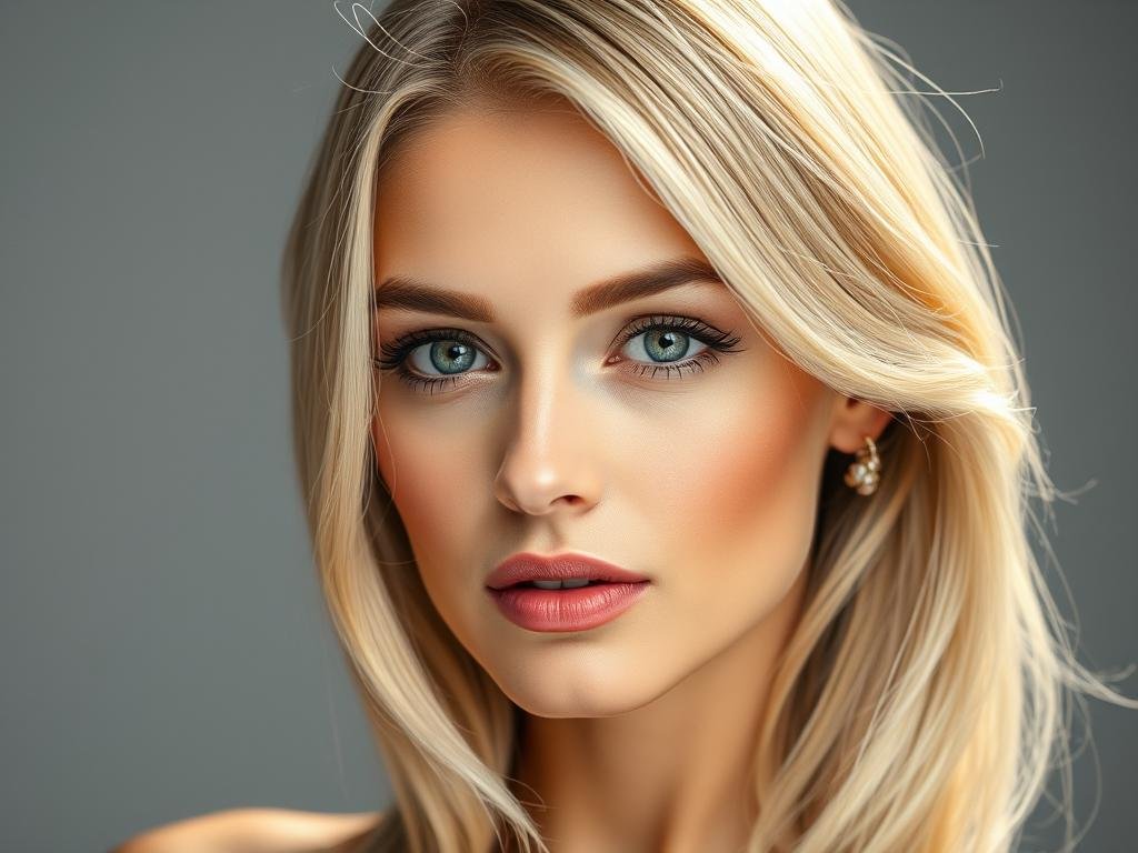 Woman with blonde money piece showing bright face-framing highlights