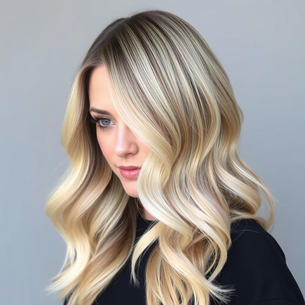 Woman with blonde ombré showing dramatic transition from dark to light Woman with blonde ombré showing dramatic transition from dark to light
