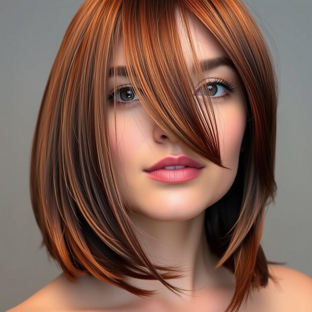 Woman with chestnut brown hair showing red undertones Woman with chestnut brown hair showing red undertones