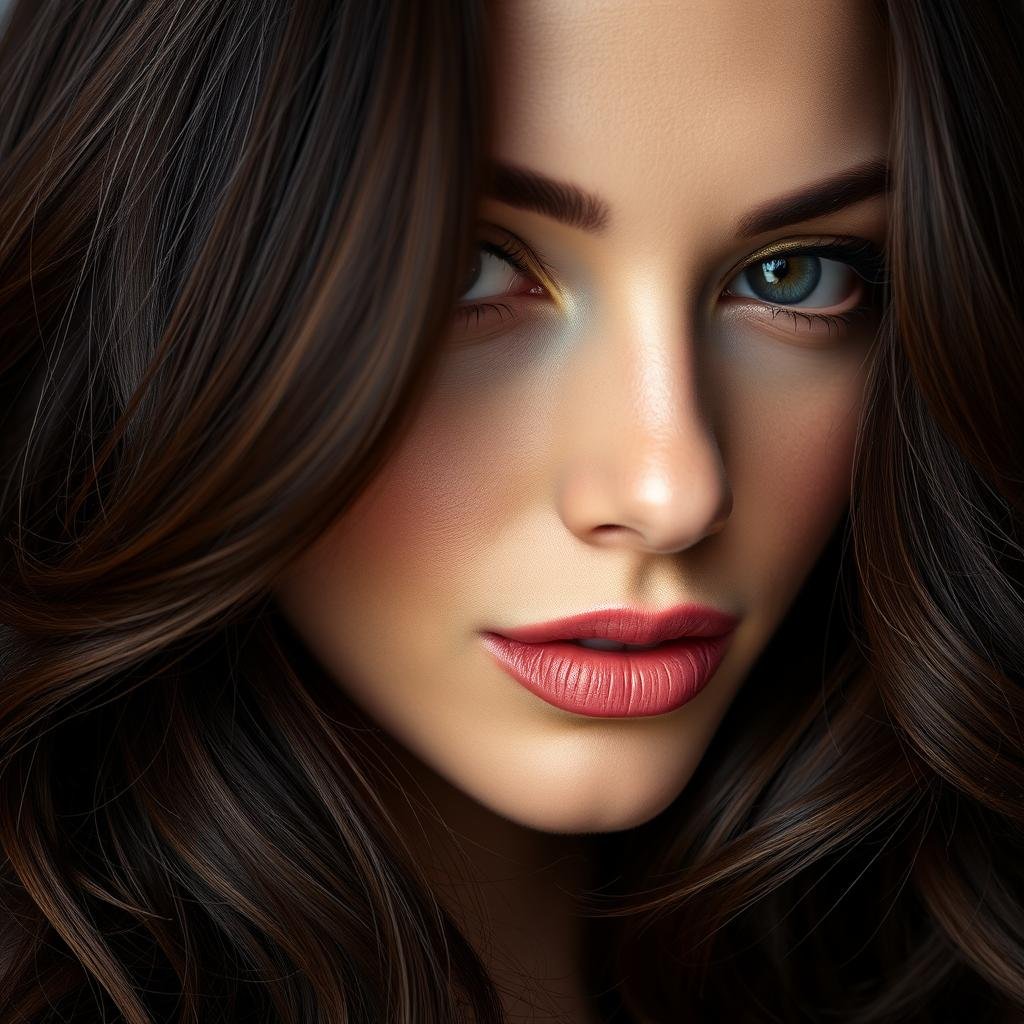 Woman with chocolate brown hair color showing rich, deep tones Woman with chocolate brown hair color showing rich, deep tones
