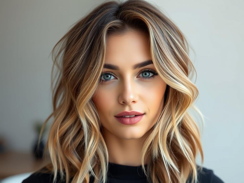 Woman with dirty blonde hair showing natural-looking medium blonde with depth