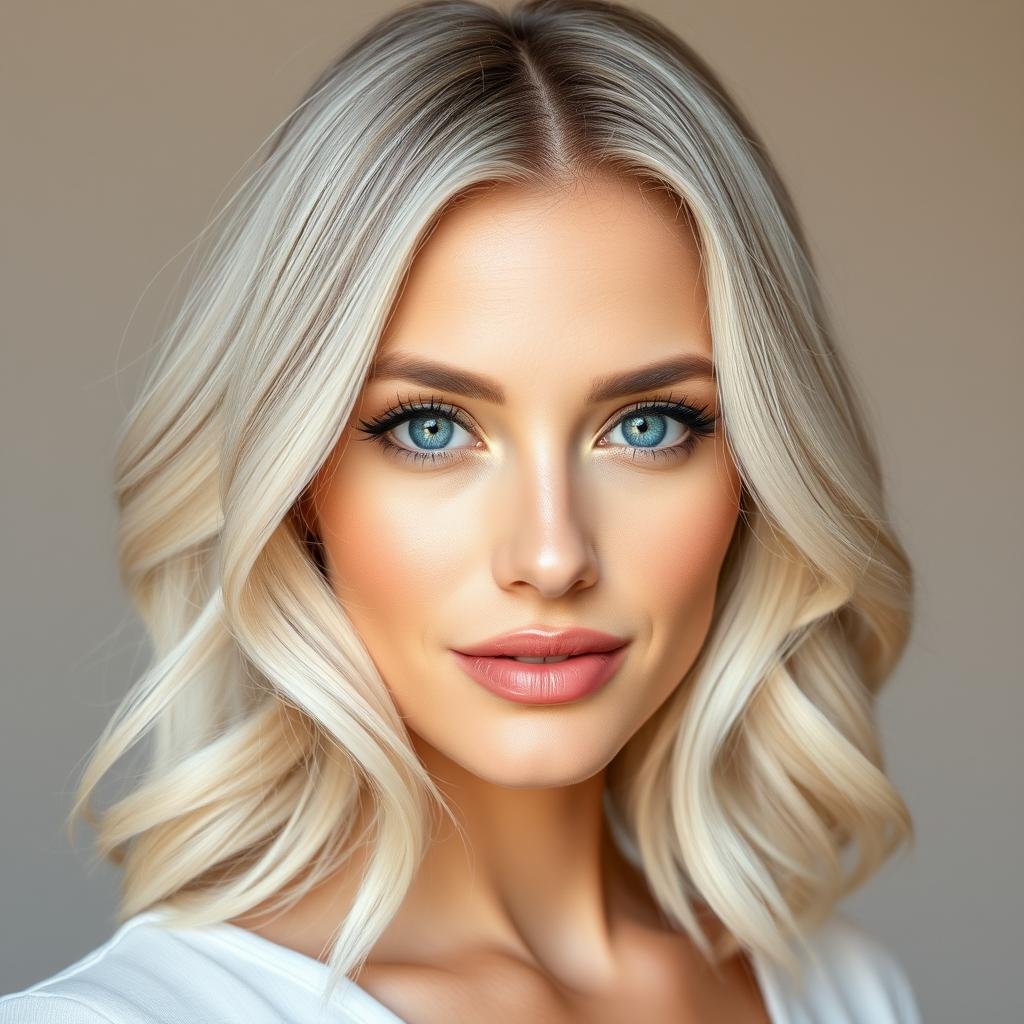 Woman with fair skin and platinum blonde hair