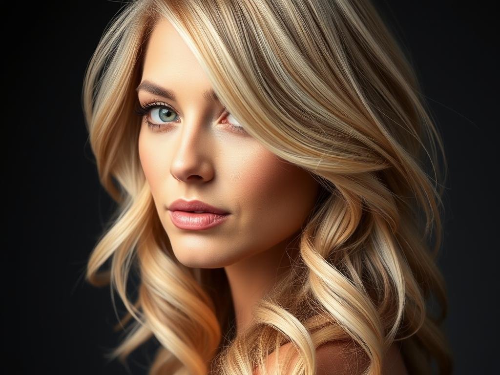 Woman with foilyage blonde showing bright dimensional highlights