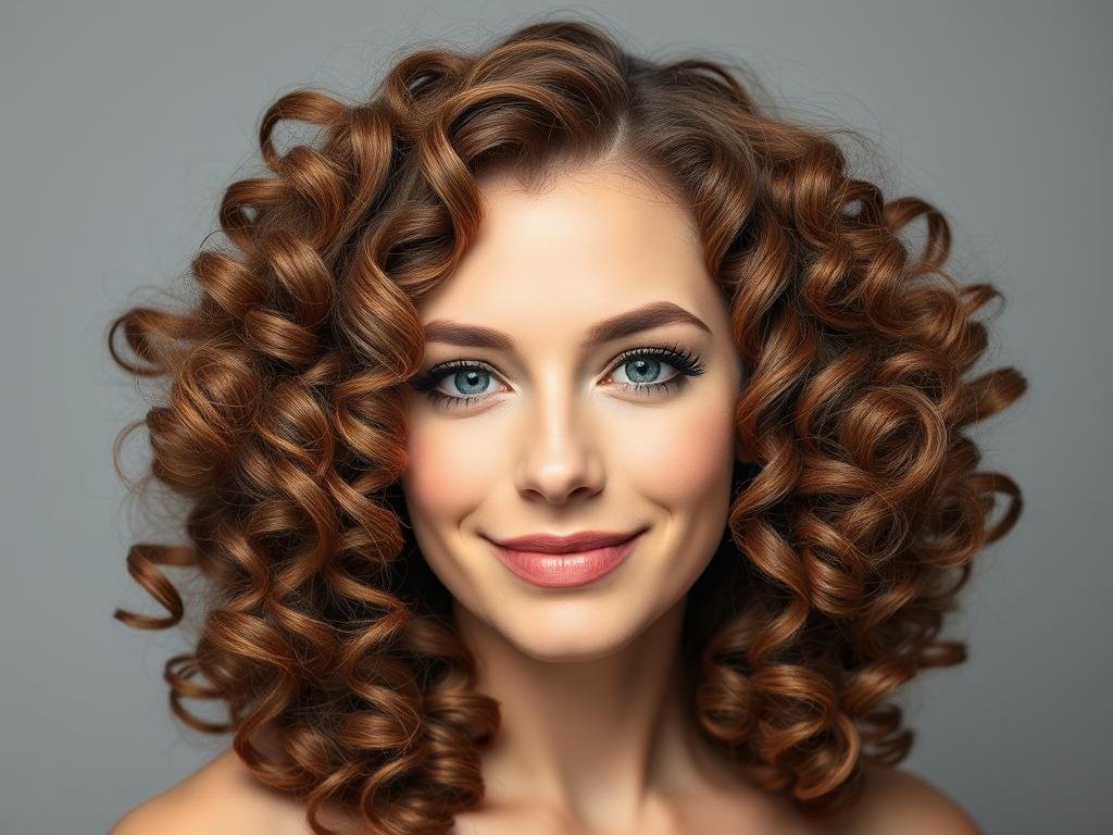 Woman with heatless curls created overnight for thin hair Woman with heatless curls created overnight for thin hair