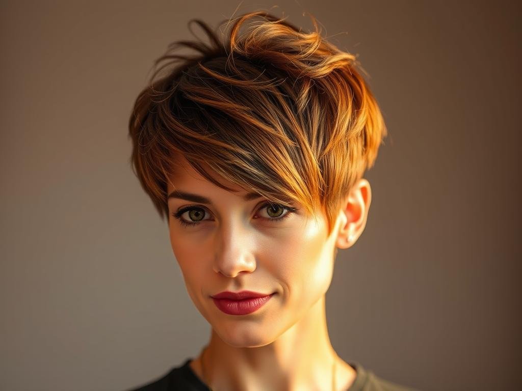 Woman with textured pixie cut for thin hair showing volume and movement Woman with textured pixie cut for thin hair showing volume and movement