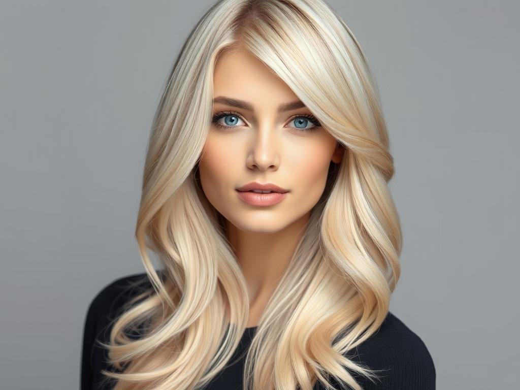 Woman with vanilla blonde hair showing creamy light blonde with subtle warmth