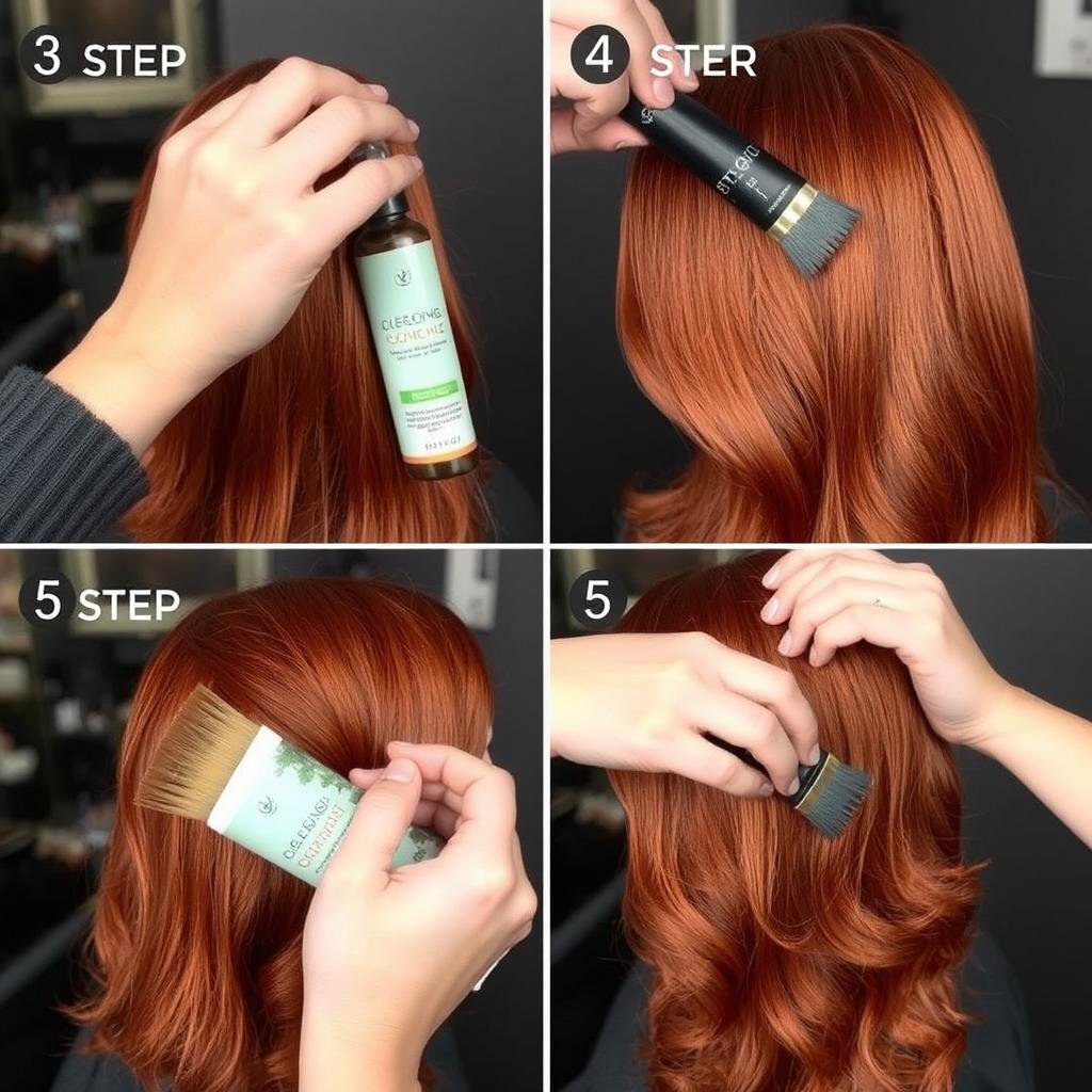 Application of red copper hair color to virgin hair Application of red copper hair color to virgin hair