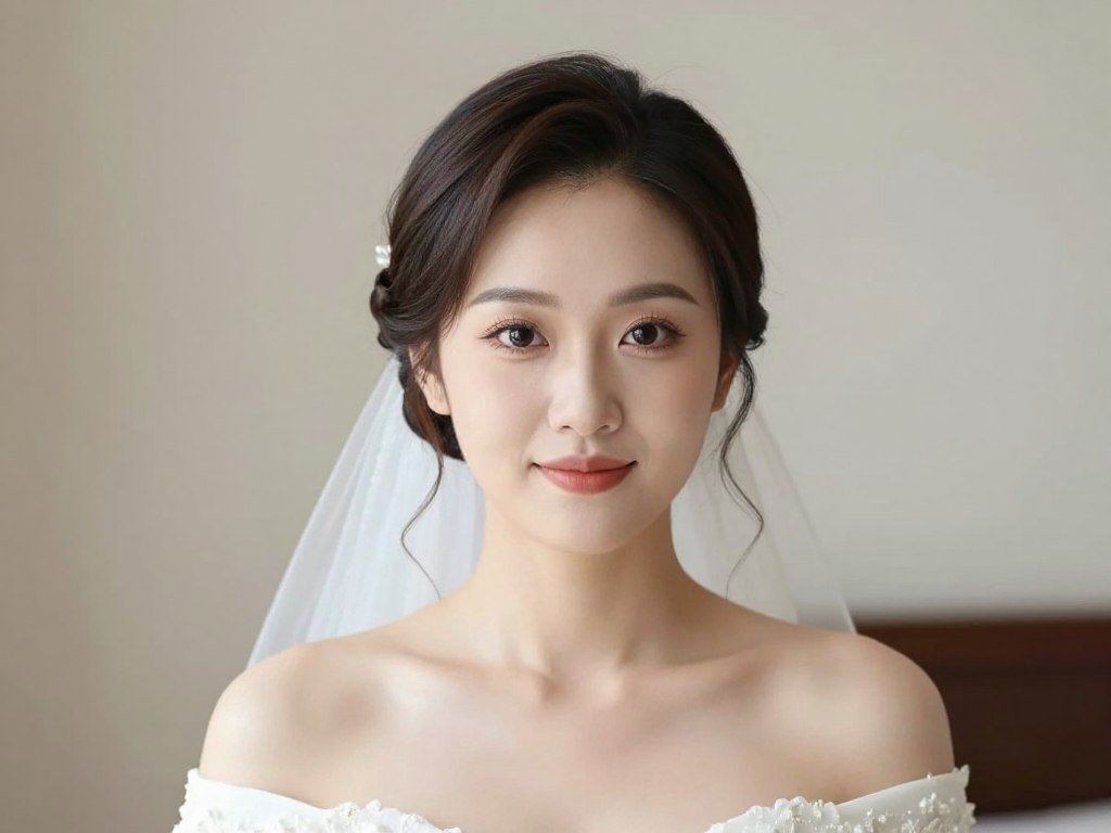 Asymmetrical twisted half up half down wedding hairstyle