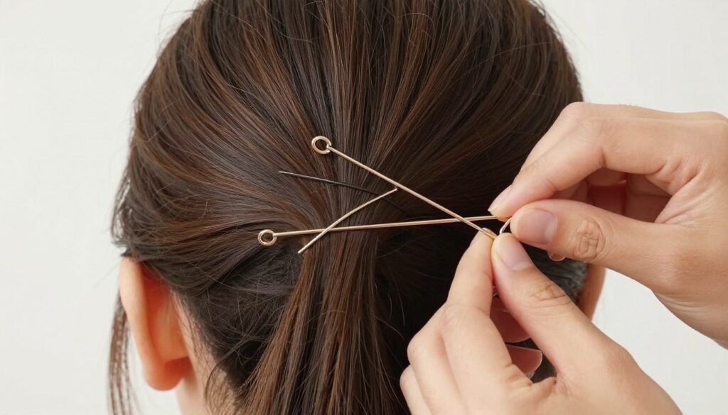Bobby pin placement techniques for secure half up half down prom hairstyles
