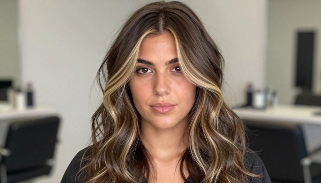 Brown hair with face-framing highlights brown hair balayage