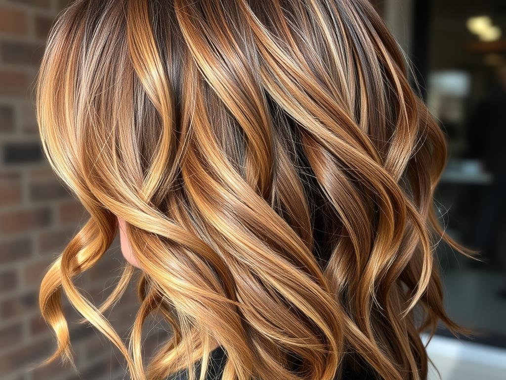 Caramel chocolate hair color showing rich brown with golden highlights