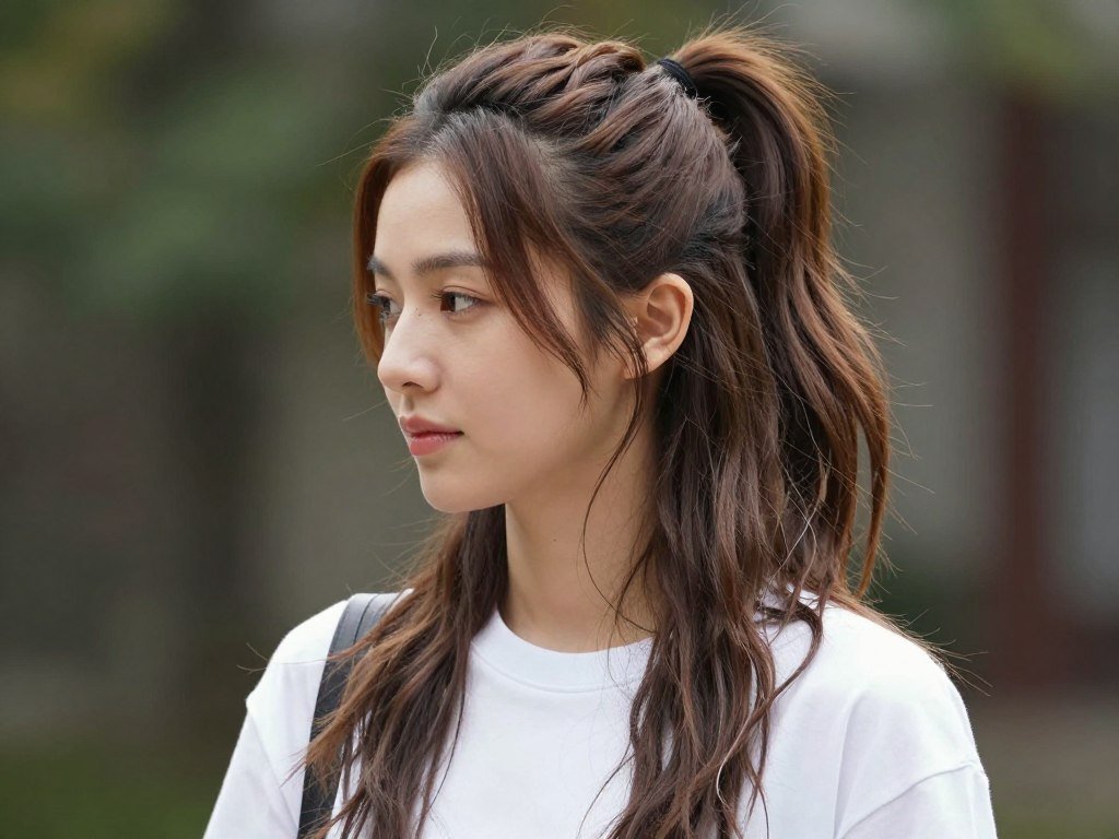 Casual two ponytails half up half down hairstyle for everyday wear Casual two ponytails half up half down hairstyle for everyday wear