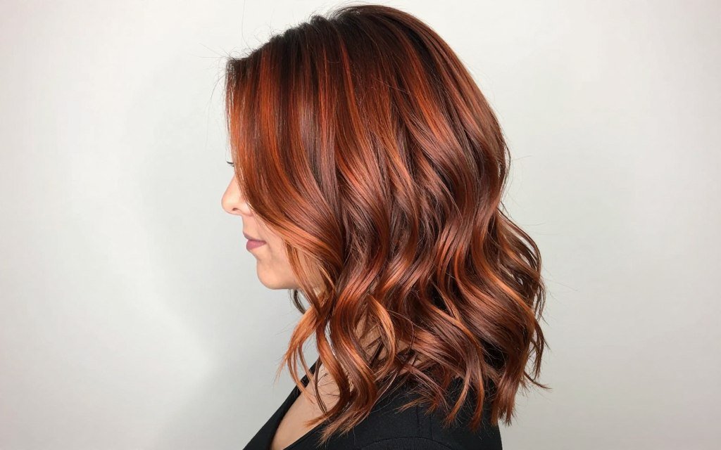 Chestnut brown hair with bold balayage highlights showing dramatic dimension Chestnut brown hair with bold balayage highlights showing dramatic dimension