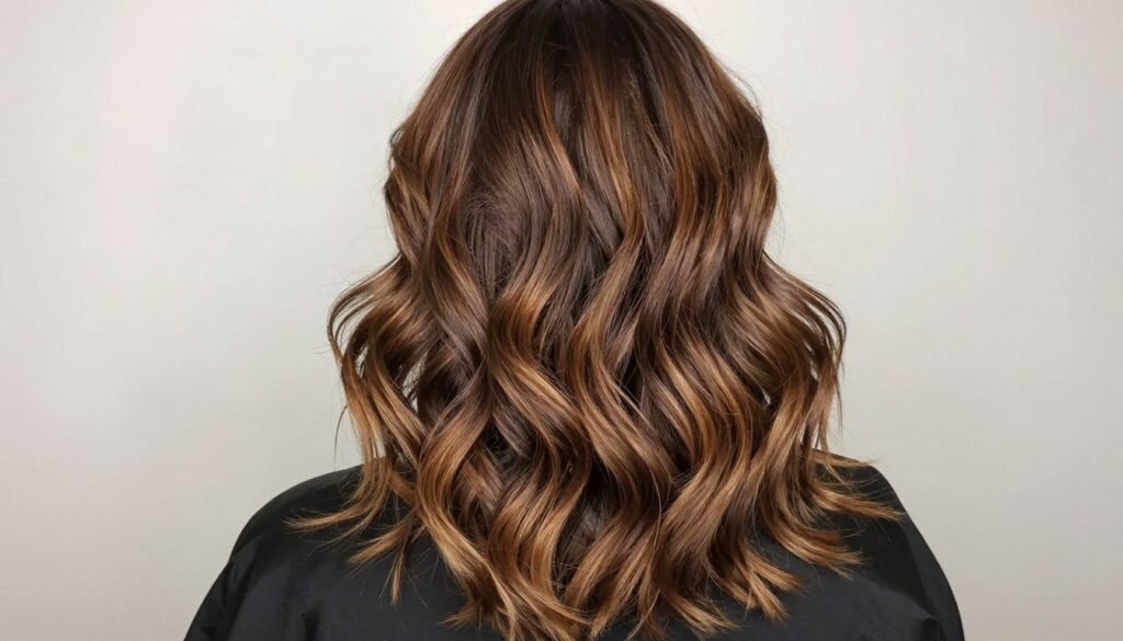 Chocolate brown hair with bronde (brown-blonde) balayage creating a seamless blend Chocolate brown hair with bronde (brown-blonde) balayage creating a seamless blend