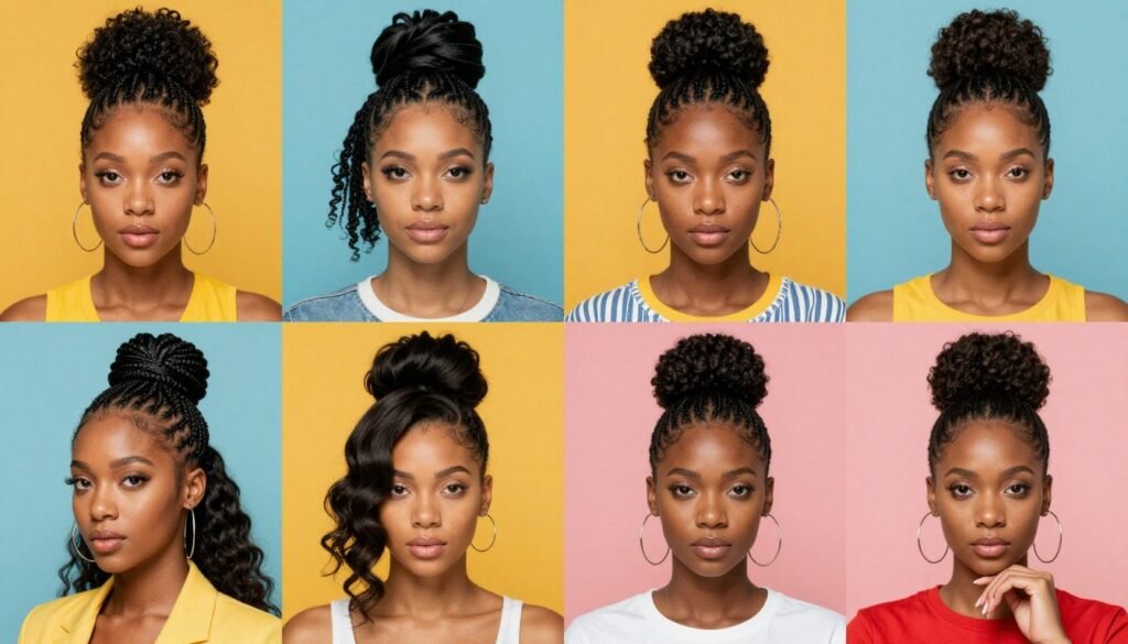 Collage of different women wearing half up half down quick weave styles Collage of different women wearing half up half down quick weave styles