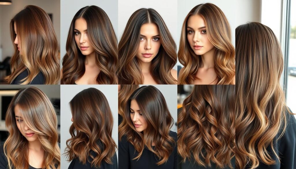 Collection of ash brown and cool-toned brunette hair colors