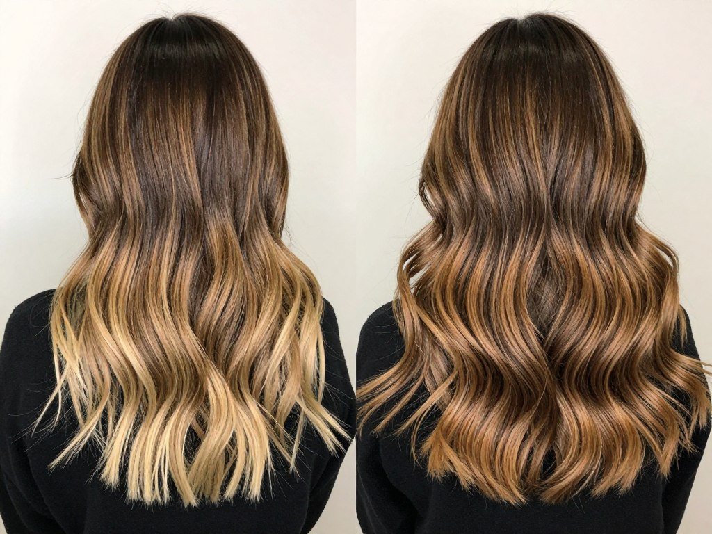 Comparison of ombré and sombré techniques on brown hair Comparison of ombré and sombré techniques on brown hair