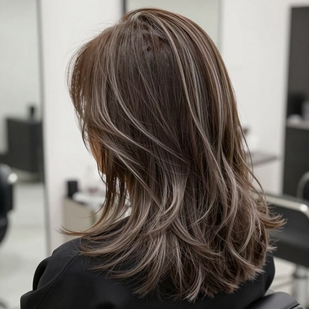 Cool brown hair with ash blonde highlights Cool brown hair with ash blonde highlights