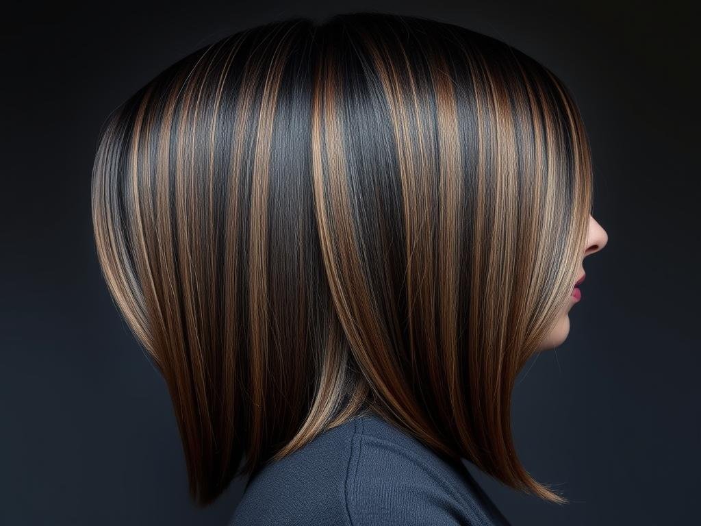 Cool-toned ashy brown ombre hair color on a brunette with smoky ends