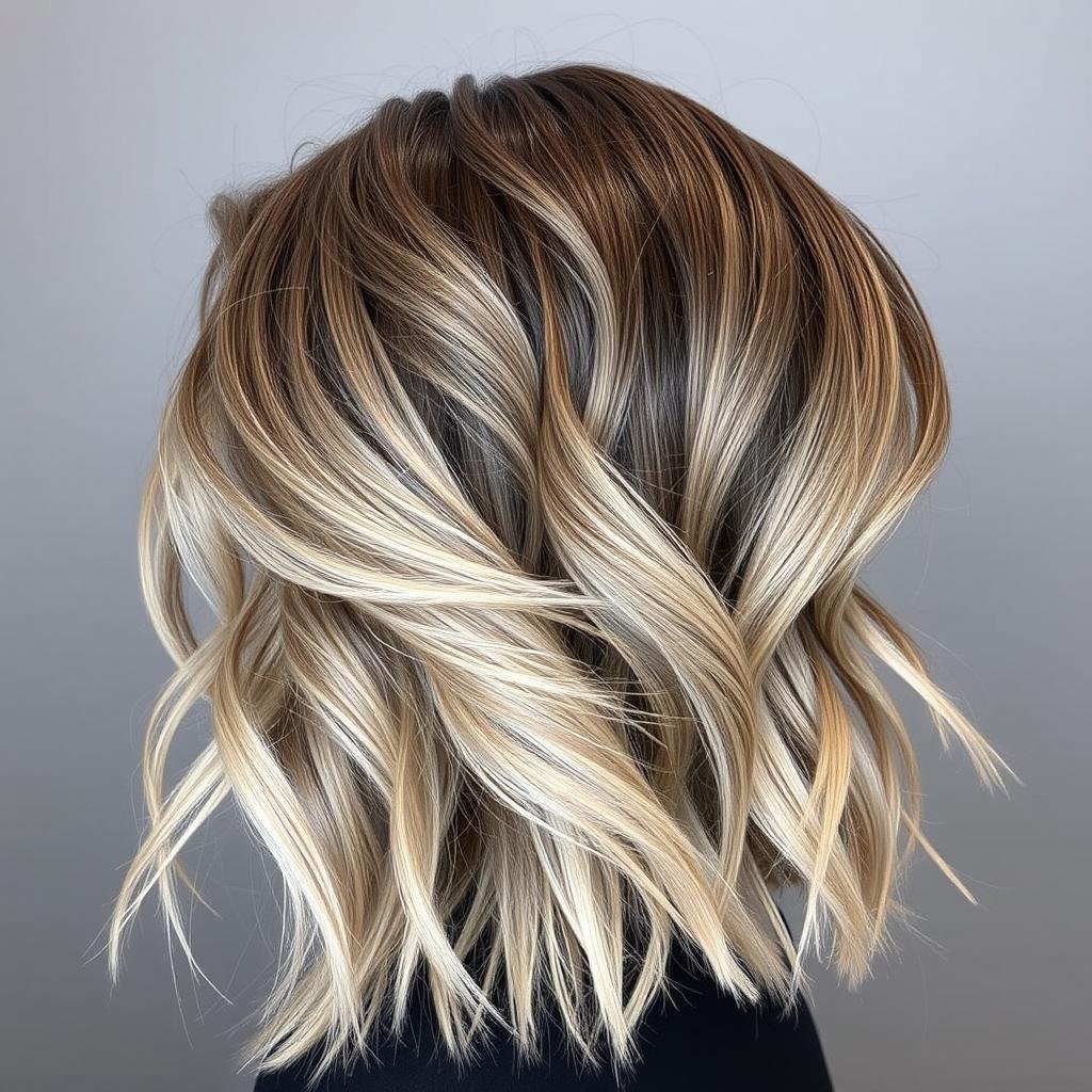 Cool-toned mushroom brown balayage with gray undertones