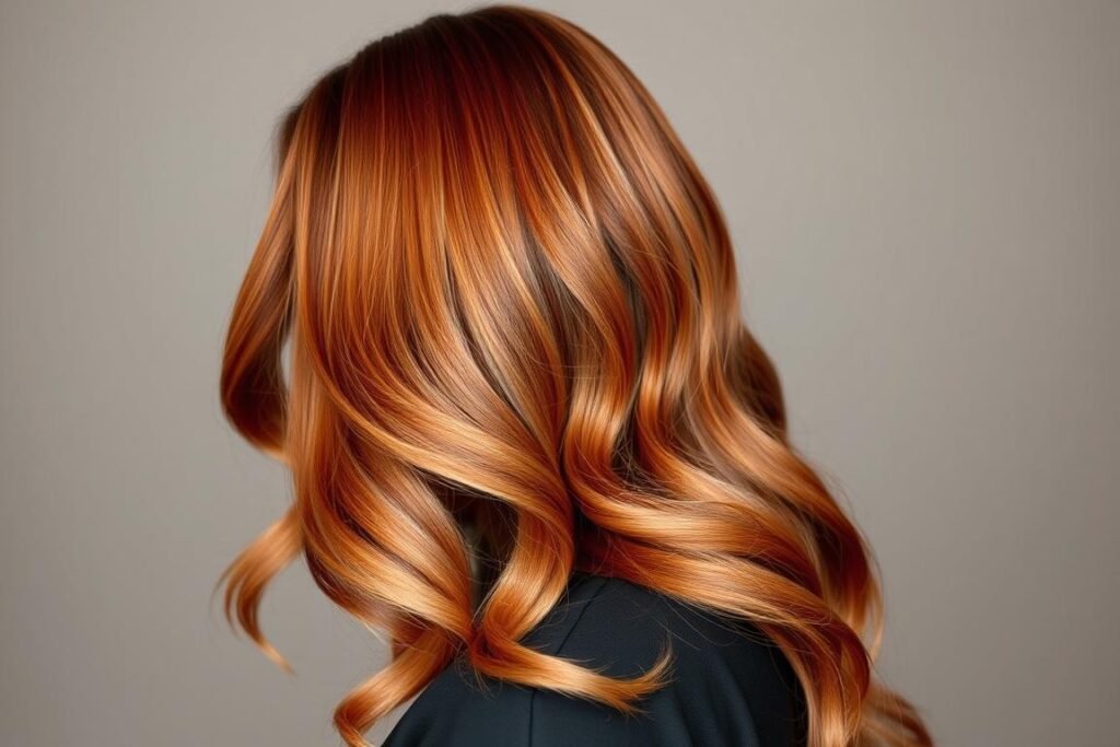 Copper gradient auburn hair with subtle highlights