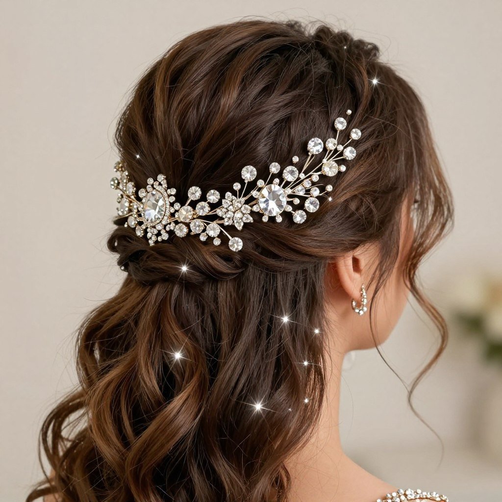Crystal and rhinestone hair accessories for prom hairstyles