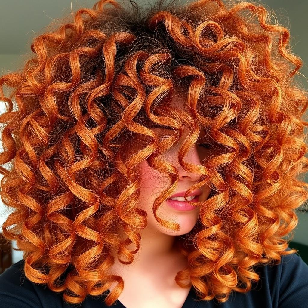 Curly red copper hair with volume and definition Curly red copper hair with volume and definition