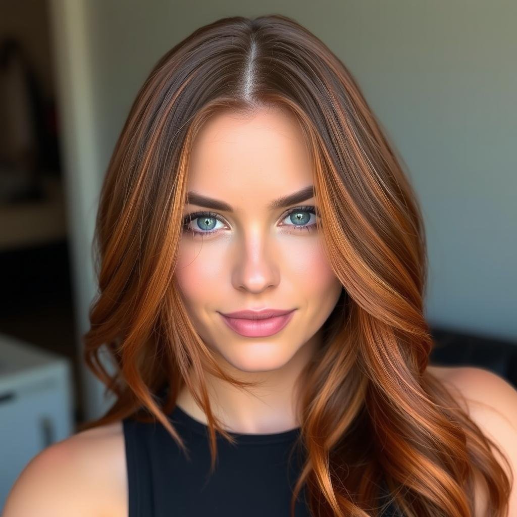 Dark cowboy copper with face-framing brightness Dark cowboy copper with face-framing brightness