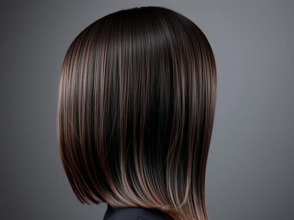 Dark hair with ashy mushroom brown ombre creating a smoky effect