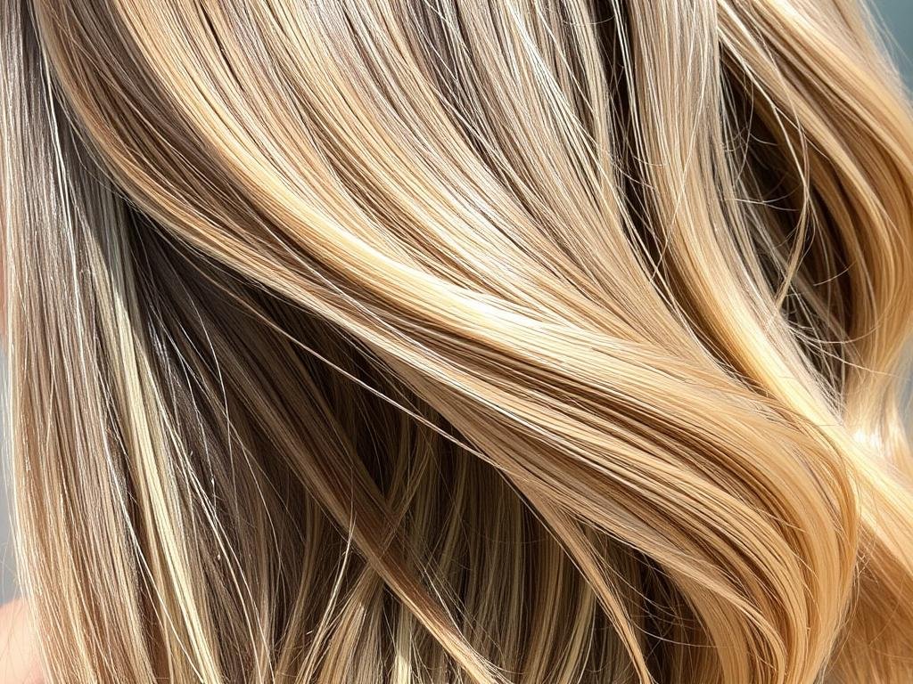 Deep espresso brown hair transitioning to golden blonde ends in a high-contrast ombre