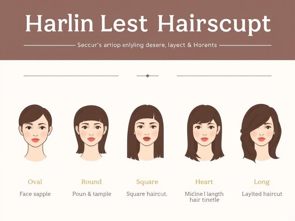 Diagram showing different face shapes and complementary medium length layered haircuts