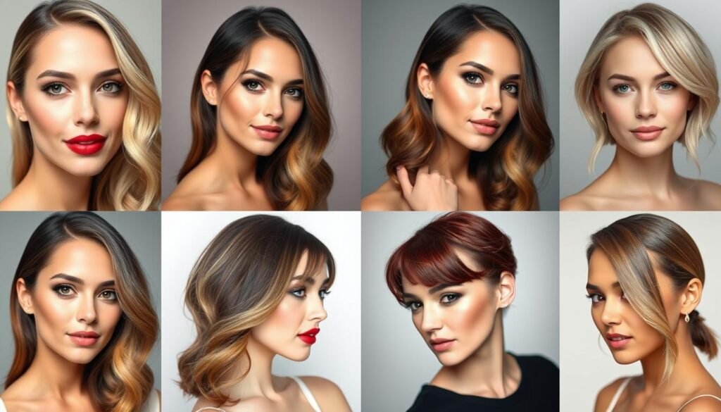 Different ombre hair color styles on various face shapes and skin tones Different ombre hair color styles on various face shapes and skin tones