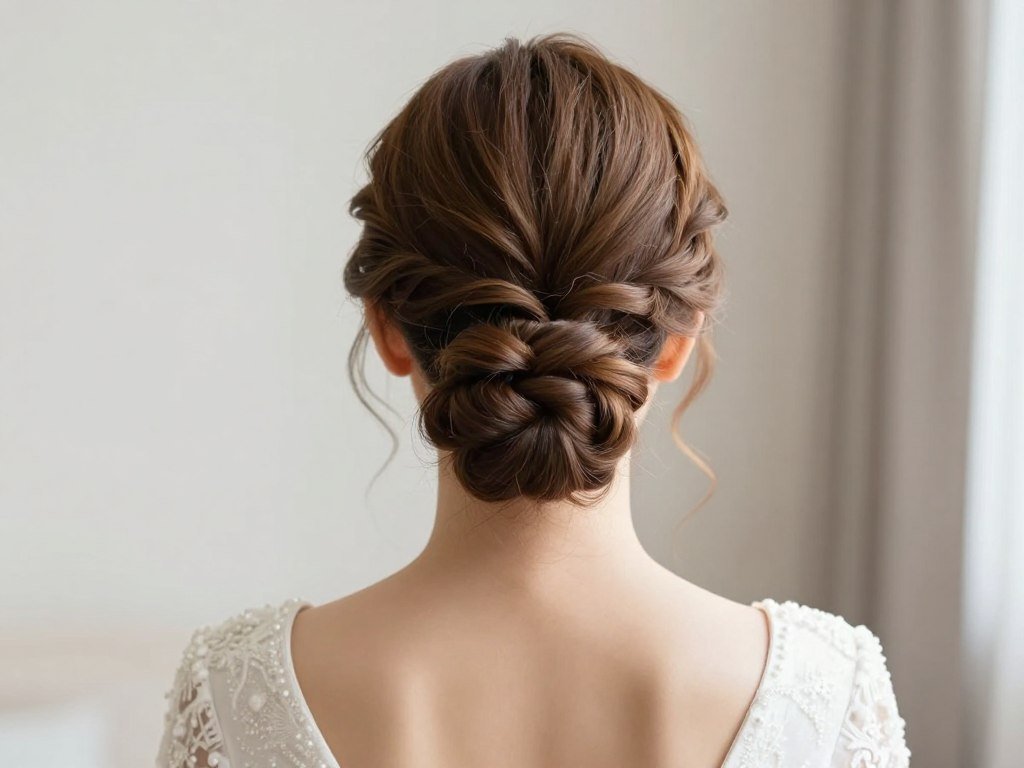 Double braided half up half down wedding hairstyle