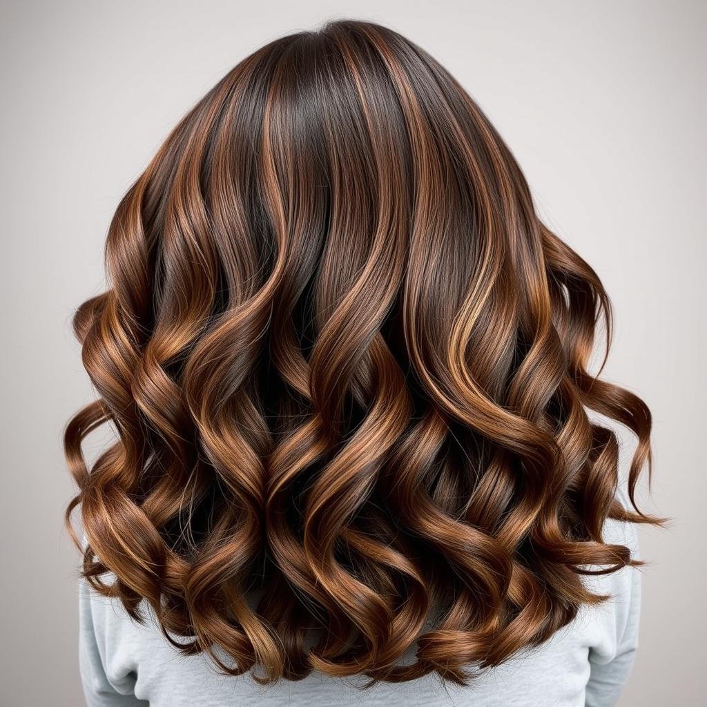 Dramatic mushroom brown balayage with high contrast