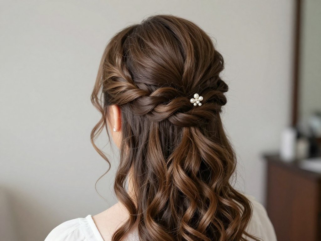 Elegant double twisted half up half down bridal hairstyle Elegant double twisted half up half down bridal hairstyle