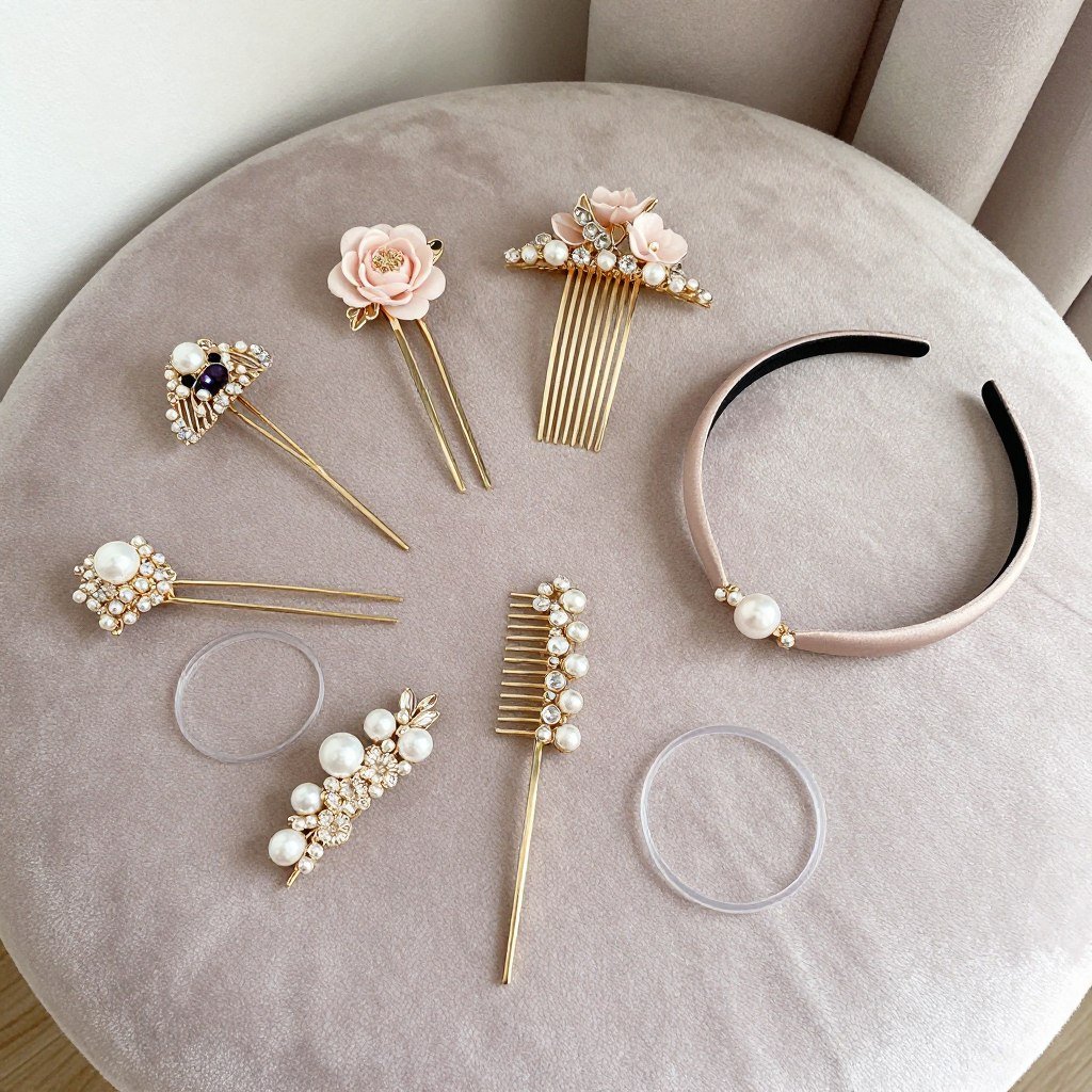 Hair accessories for enhancing half up half down prom styles