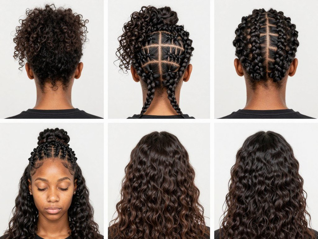 Hair preparation process for curly half up half down weave installation Hair preparation process for curly half up half down weave installation