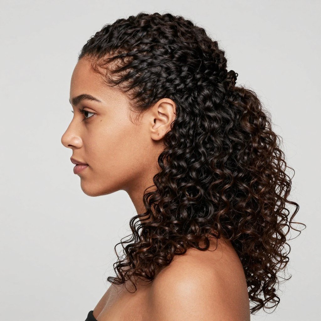 Half up half down slick back on curly hair Half up half down slick back on curly hair