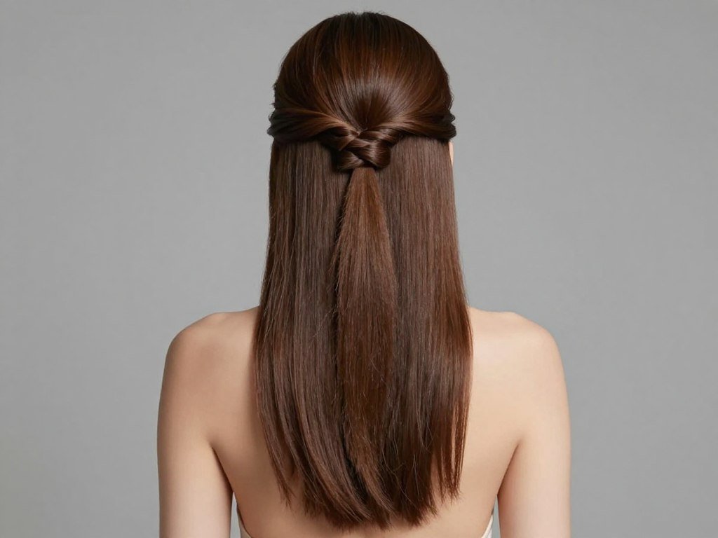 Half up half down slick back on long hair Half up half down slick back on long hair