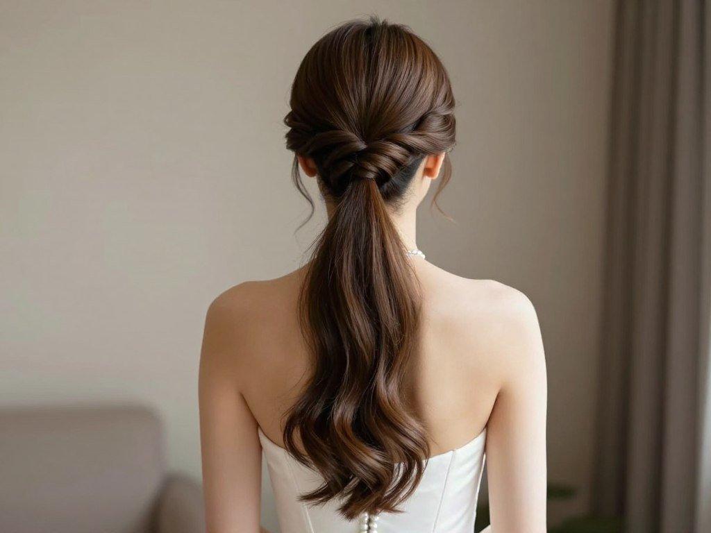 Half up half down wedding hairstyle for straight hair