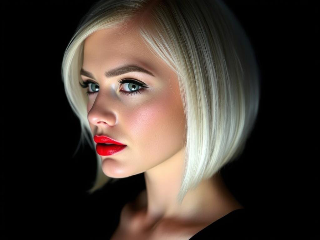 Hitchcock blonde hair color showing cool platinum tones