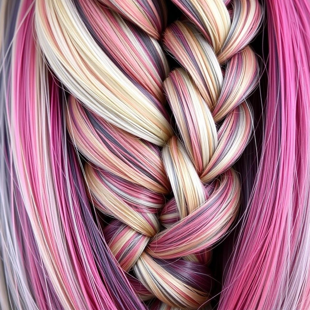 Intricate braid showing the intertwining of calico hair colors Intricate braid showing the intertwining of calico hair colors