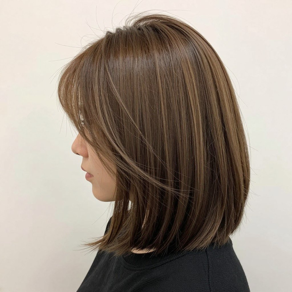 Light brown bob with subtle honey highlights