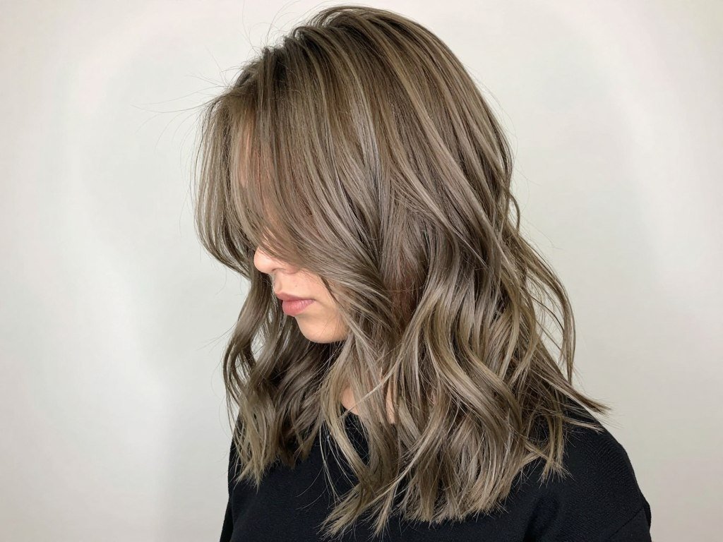 Light brown hair with ash blonde highlights and beachy waves Light brown hair with ash blonde highlights and beachy waves
