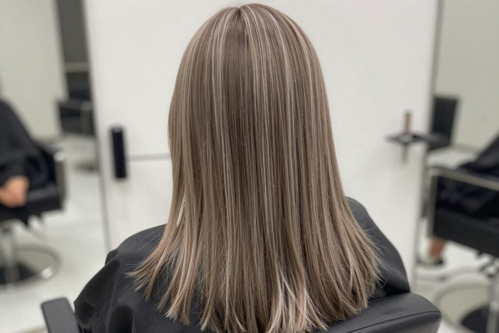 Light brown hair with cool ash blonde highlights