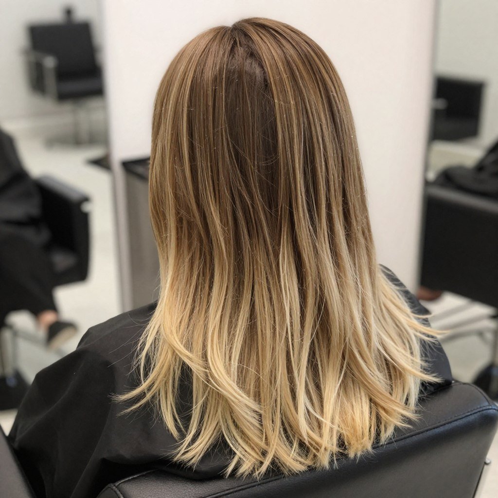 Light brown hair with ombré blonde ends