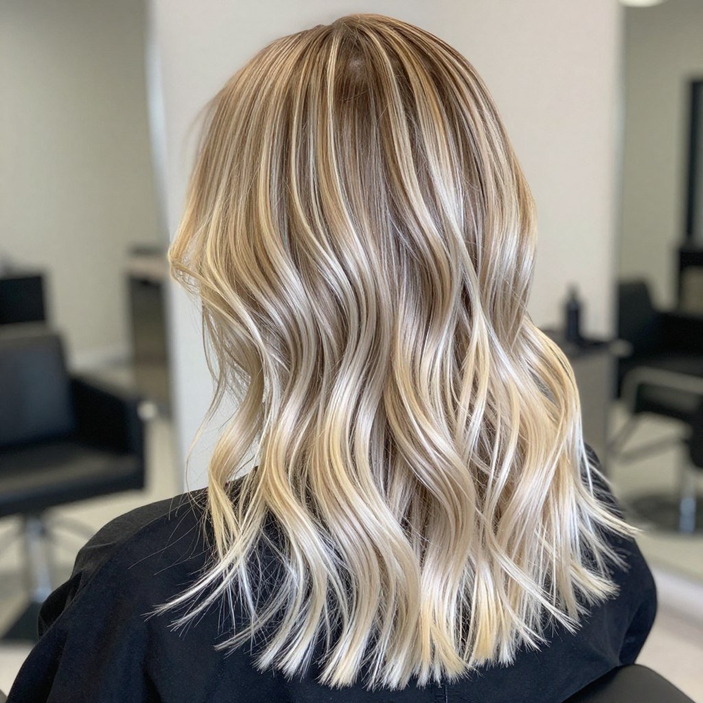 Light brown hair with platinum blonde balayage Light brown hair with platinum blonde balayage