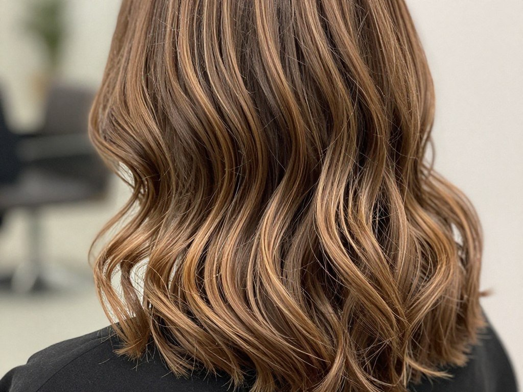 Light golden caramel highlights for spring Light golden caramel highlights for spring
