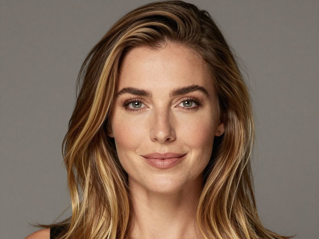 Medium brown hair with bright face-framing highlights that brighten the complexion Medium brown hair with bright face-framing highlights that brighten the complexion